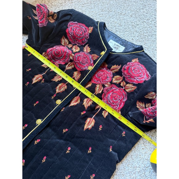 VTG 80s Saxton Hall Velvet Jacket blazer rose Bohemian made in Japan sz M - Picture 8 of 12